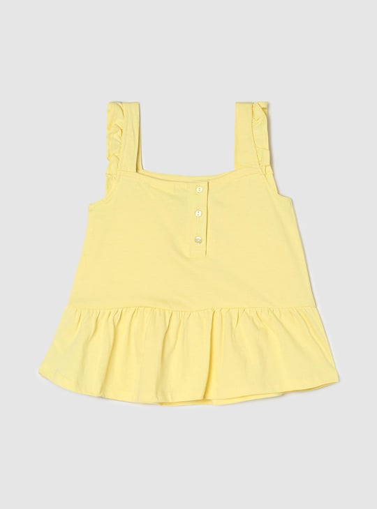 Girls Embroidered Square Neck Casual Top