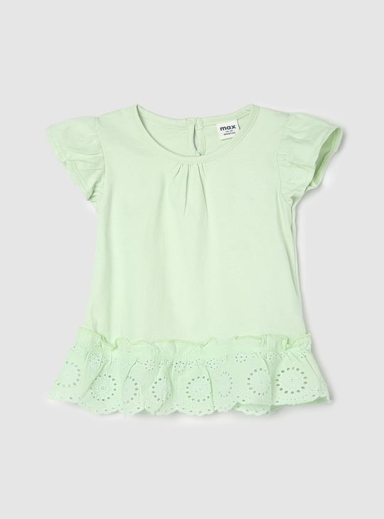 Girls Schiffli Hem Top