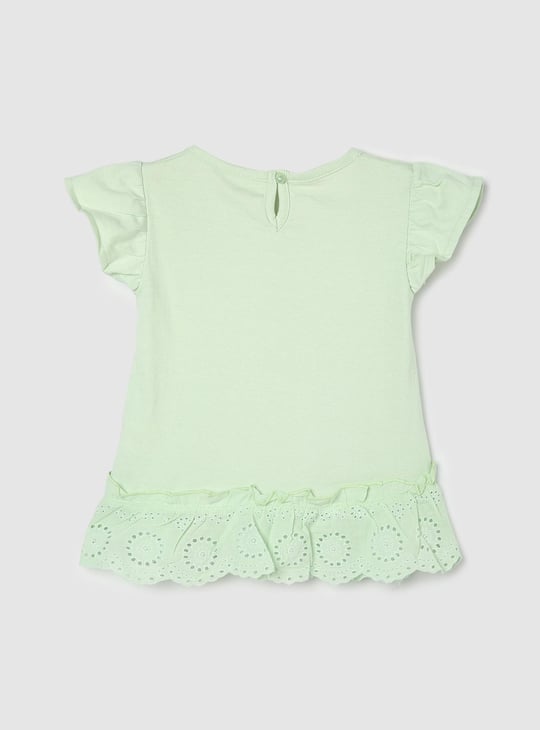 Girls Schiffli Hem Top