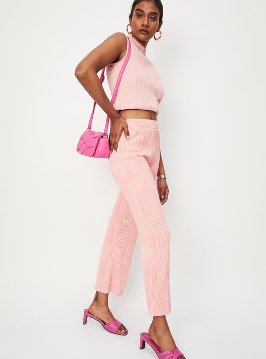 Women Pintuck Wide Leg Trousers