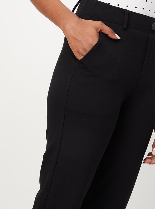 Women Solid Knit Crop Trousers