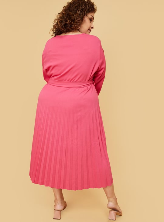 Women Solid V-Neck A-line Dress