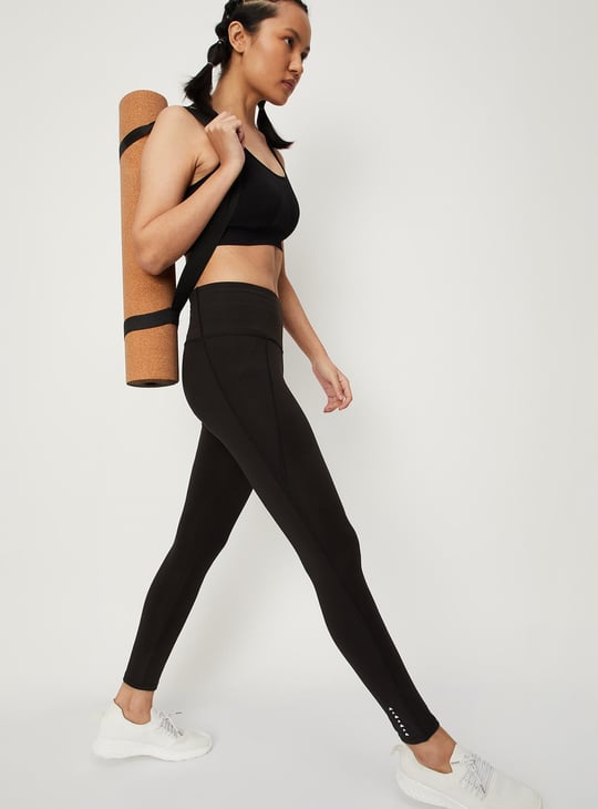 Women Solid High-Waist Knit Tights