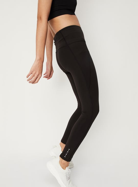 Women Solid High-Waist Knit Tights