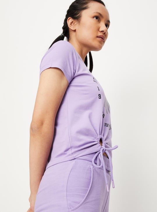 Women Graphic Printed Tie-Up T-shirt