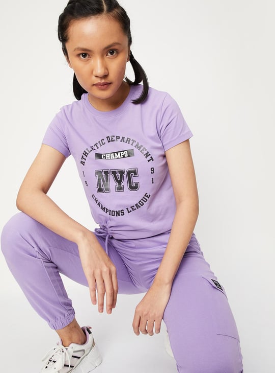 Women Graphic Printed Tie-Up T-shirt