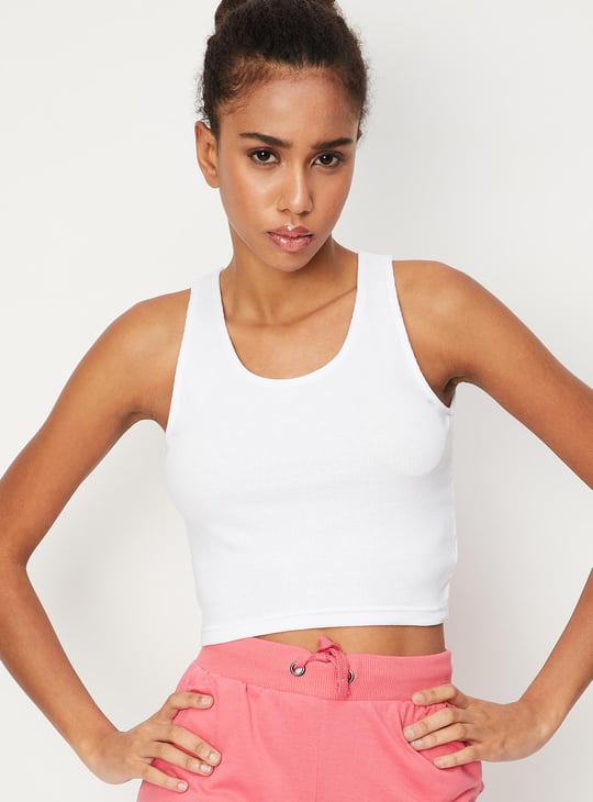 Women Cloud Printed Crop Top with Solid Inner