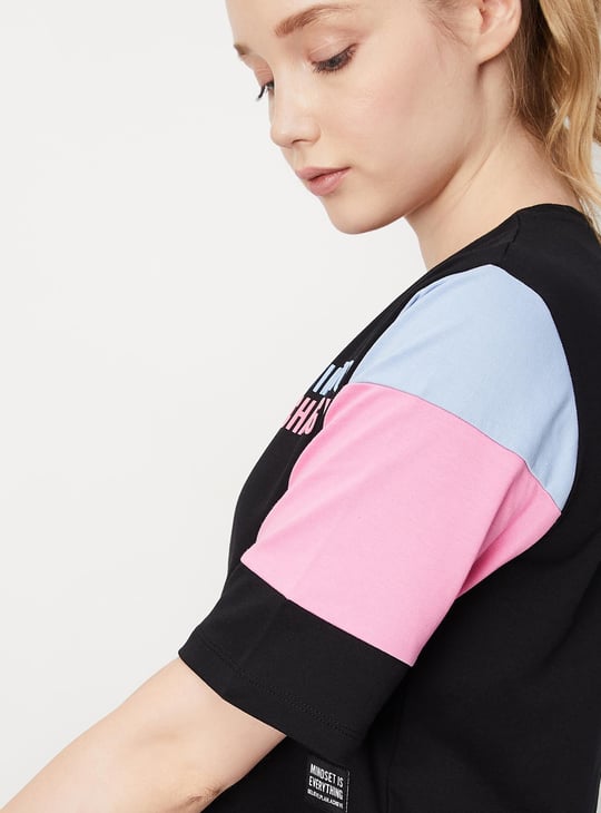Women Colourblock Crop T-shirt
