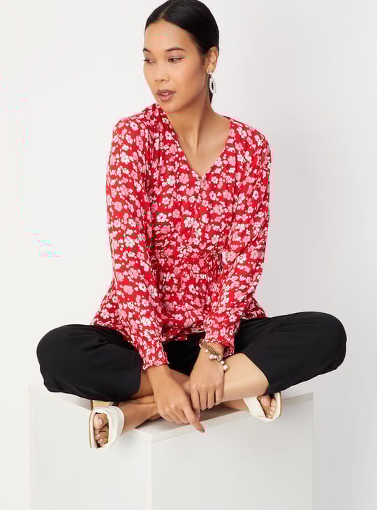 Women Printed Smocked Waist Tunic