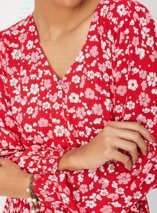 Women Printed Smocked Waist Tunic