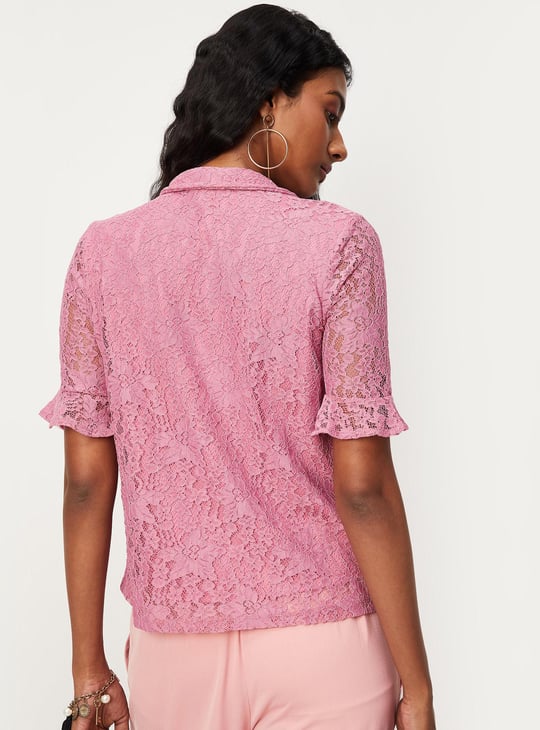 Women Lace Button-Down Shirt