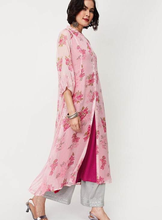 Women Printed Layered Button-Down Kurta