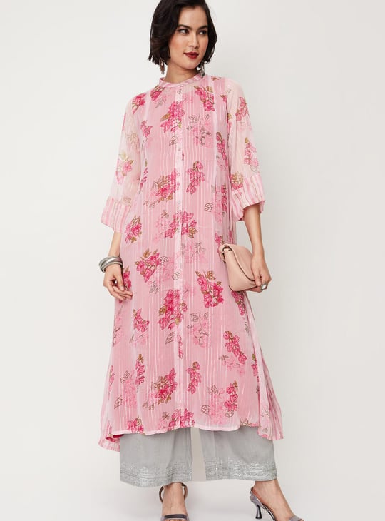 Women Printed Layered Button-Down Kurta