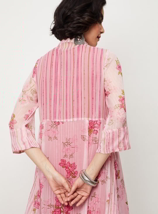 Women Printed Layered Button-Down Kurta