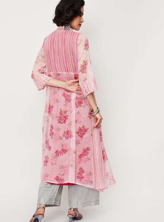 Women Printed Layered Button-Down Kurta