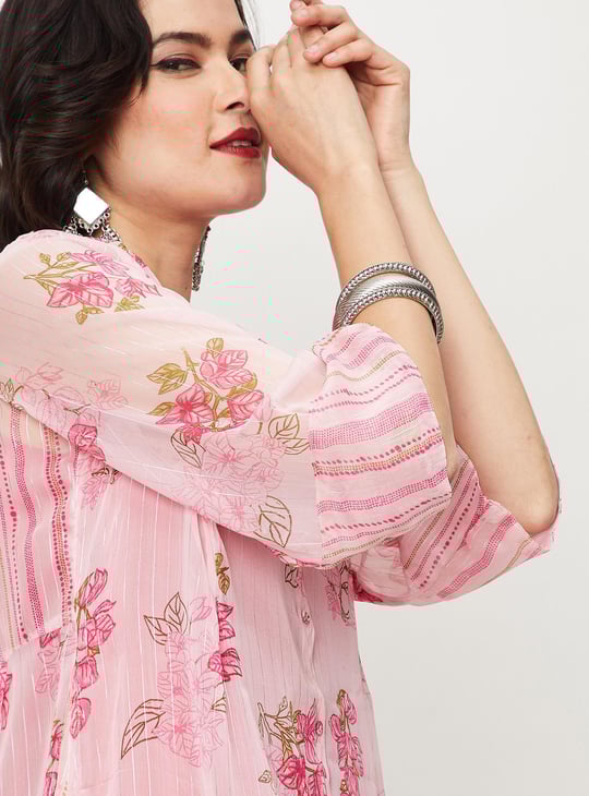Women Printed Layered Button-Down Kurta