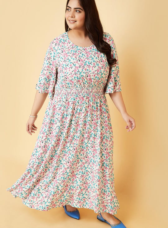 Women Printed Flutter Sleeve Mid Dress