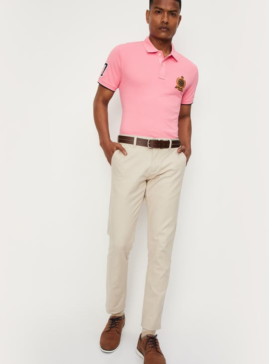 Men Number Sleeve Slim Fit Polo