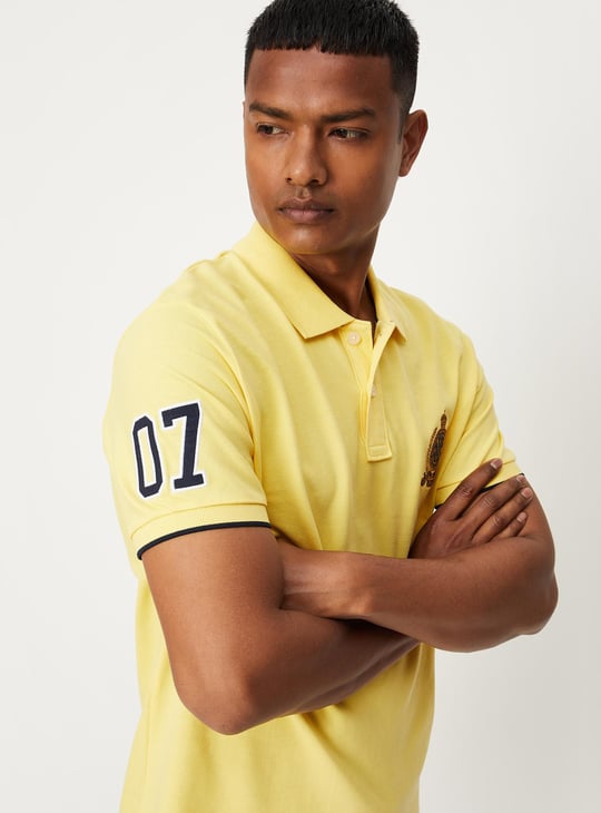 Men Number Sleeve Slim Fit Polo