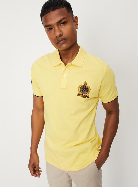 Men Number Sleeve Slim Fit Polo