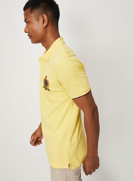 Men Number Sleeve Slim Fit Polo