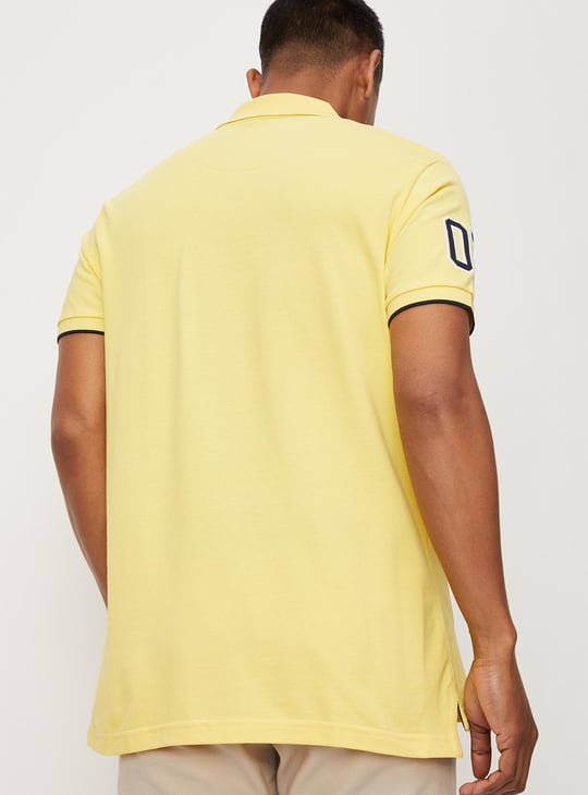 Men Number Sleeve Slim Fit Polo
