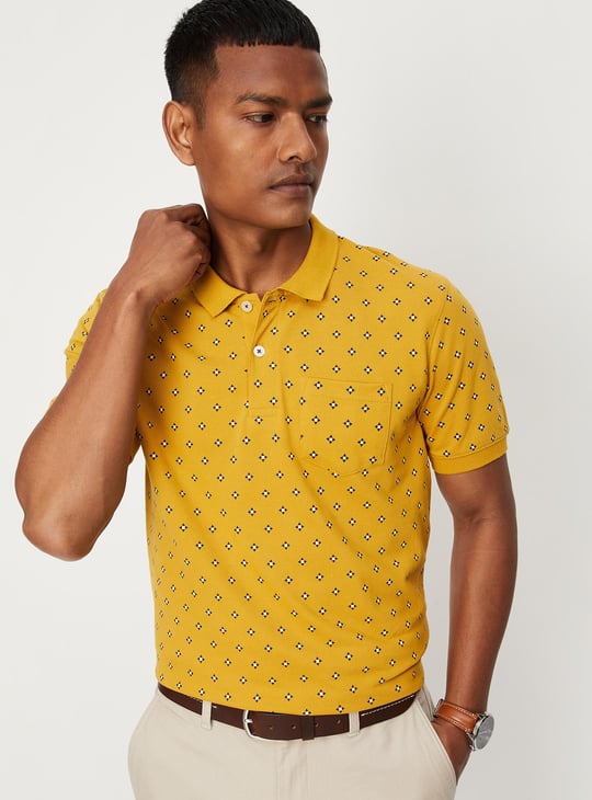 Men Printed Pocket Polo T-shirt