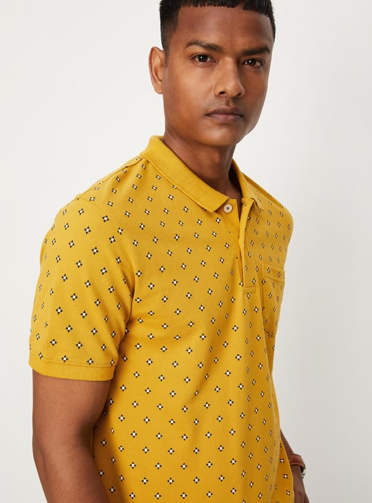 Men Printed Pocket Polo T-shirt