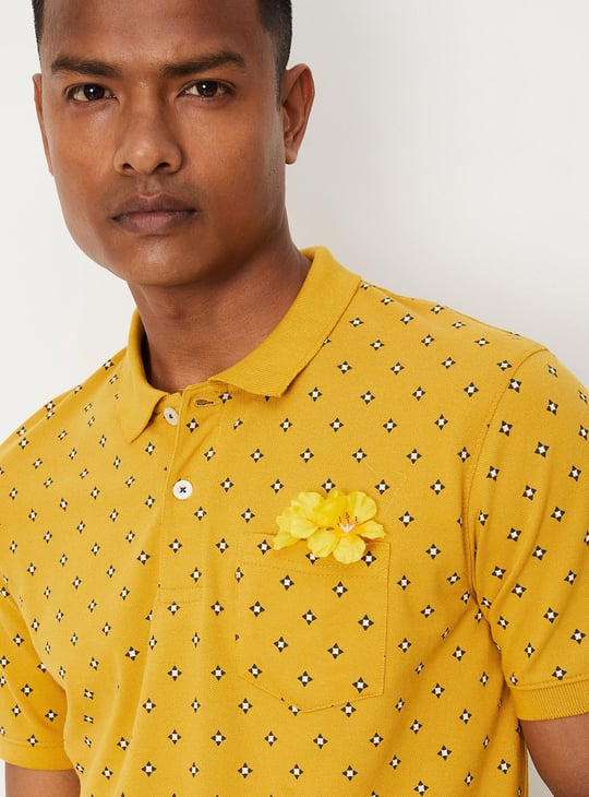 Men Printed Pocket Polo T-shirt