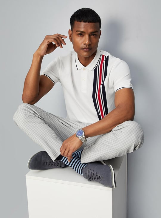 Men Vertical Striped Slim Fit Polo