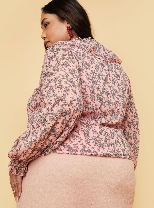 Women Floral Printed Ruffled Blouse
