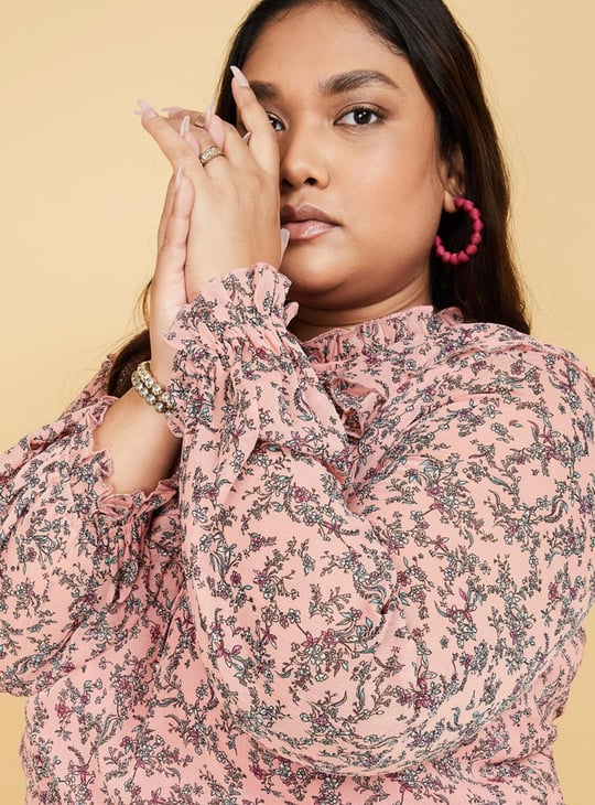 Women Floral Printed Ruffled Blouse