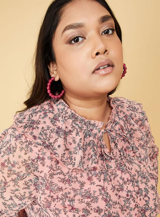 Women Floral Printed Ruffled Blouse