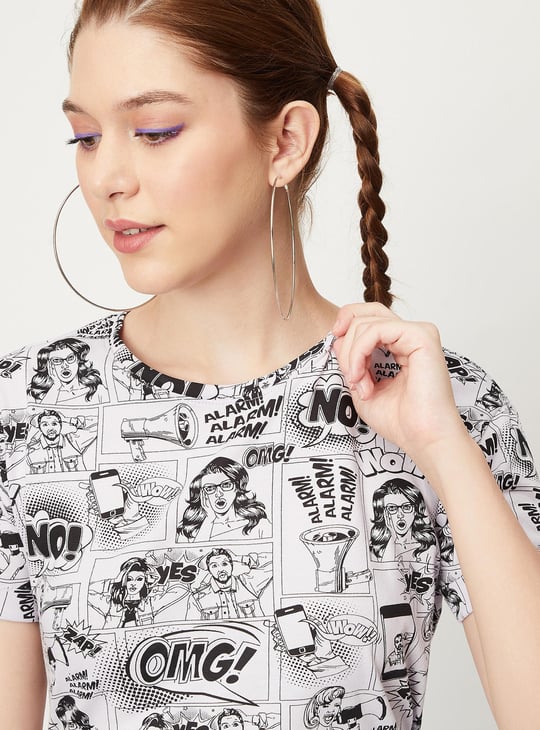 Women All-Over Printed Crop T-shirt