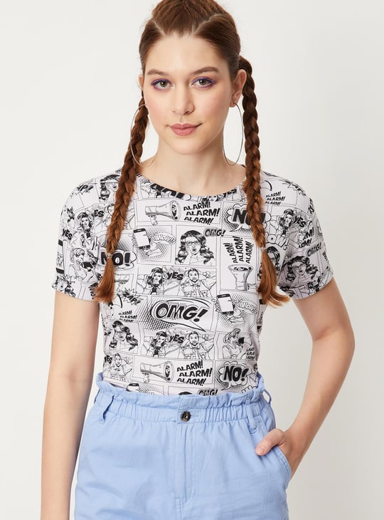 Women All-Over Printed Crop T-shirt