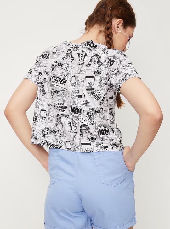 Women All-Over Printed Crop T-shirt