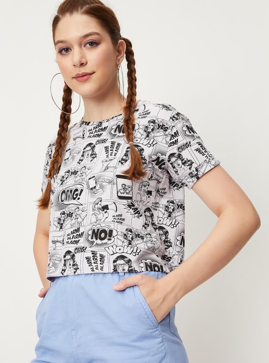 Women All-Over Printed Crop T-shirt