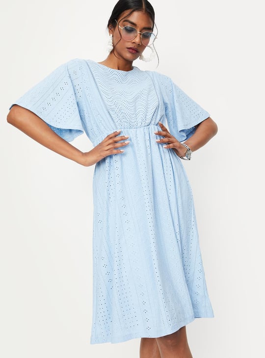 Women Schiffli Embroidered Knit Dress