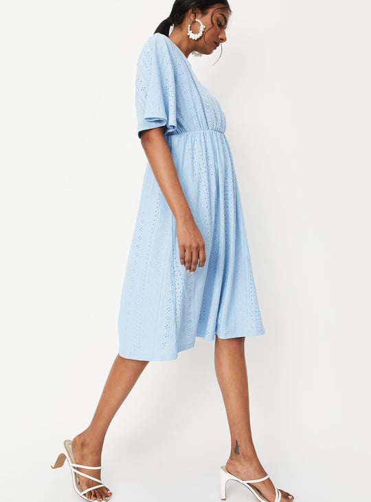 Women Schiffli Embroidered Knit Dress