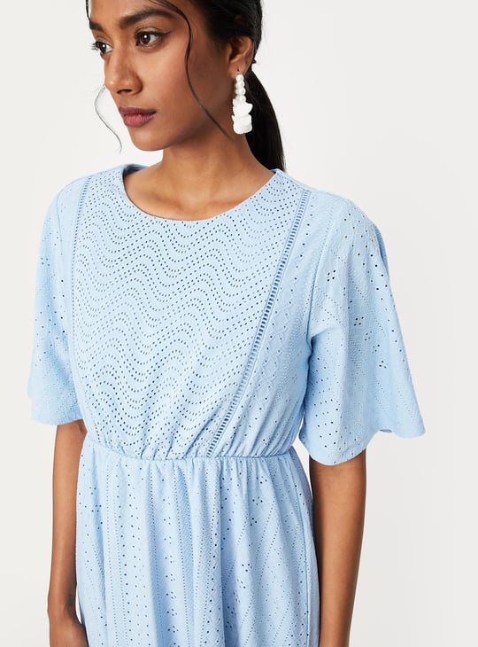 Women Schiffli Embroidered Knit Dress