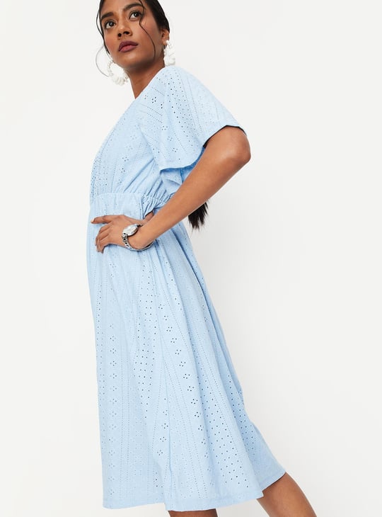 Women Schiffli Embroidered Knit Dress