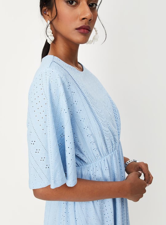 Women Schiffli Embroidered Knit Dress