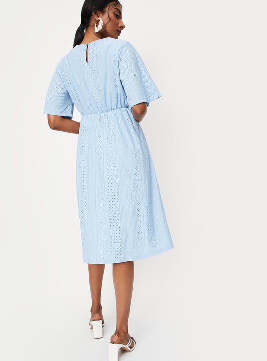 Women Schiffli Embroidered Knit Dress