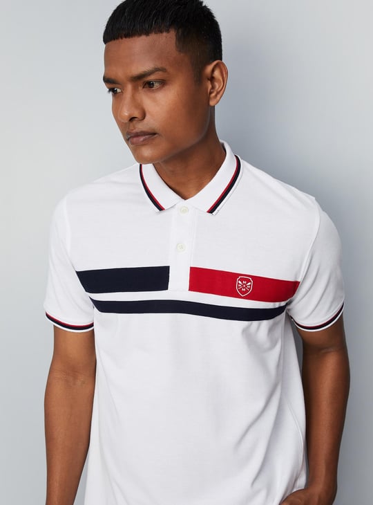 Men Colourblocked Slim Fit Polo T-shirt