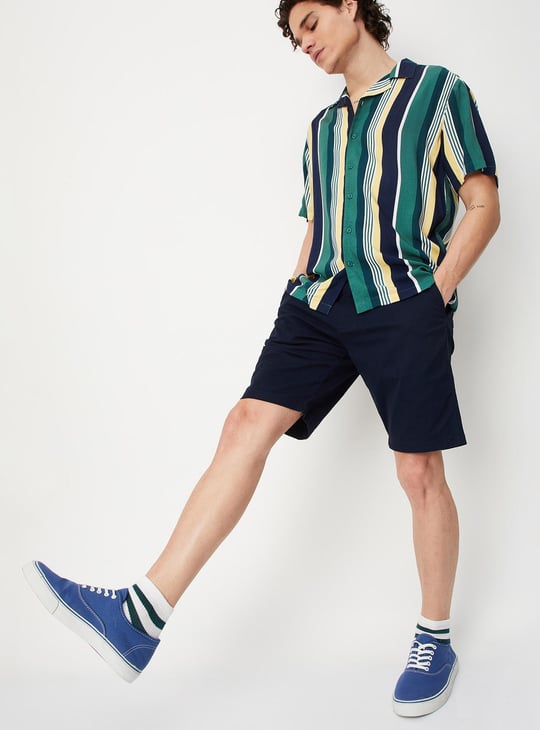 Men Solid Slim Fit Stretch Shorts