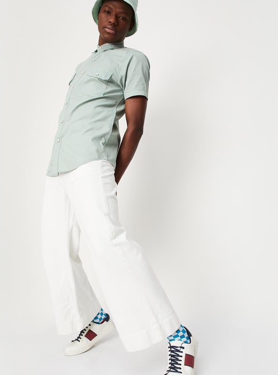 Men Garment Dyed Double Pocket Shirt