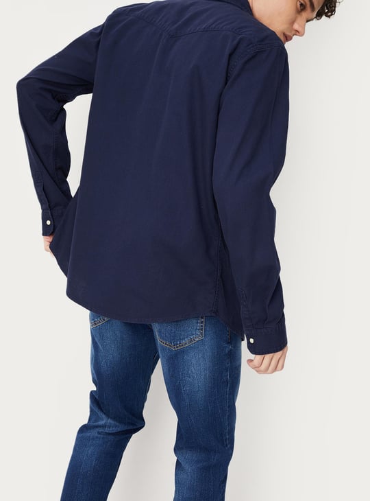 Men Slim Fit Dyed Smart Casual Shirt