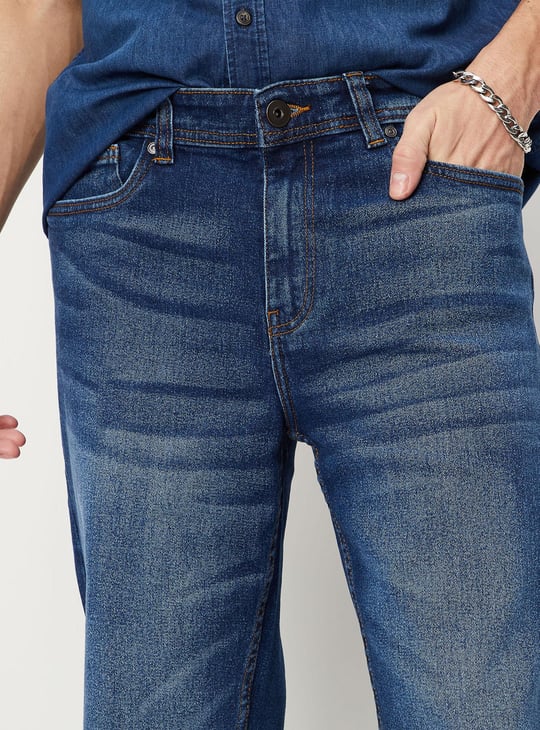 Men Washed Bootcut Jeans