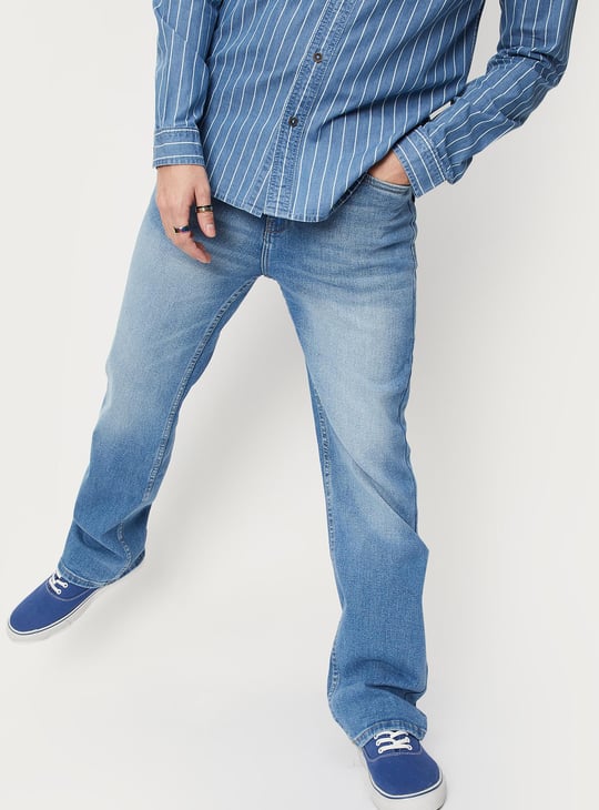 Men Washed Bootcut Jeans