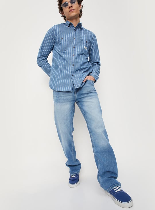 Men Washed Bootcut Jeans